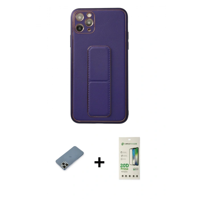 MARSİLYAN™- iPhone 11 Pro Max Kılıf Akış Doku - Siyah 20D Premium Cam Ekran Koruyucu + Açık Yeşil Metal Kamera Lens Koruma Cam