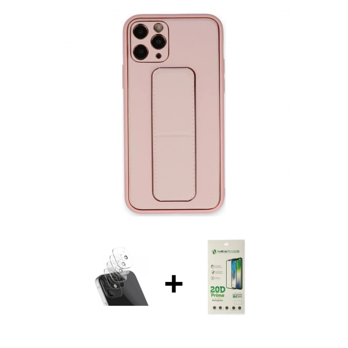 MARSİLYAN™- iPhone 11 Pro Max Kılıf Akış Doku - Siyah 20D Premium Cam Ekran Koruyucu + Kamera Lens Koruma Cam - SF
