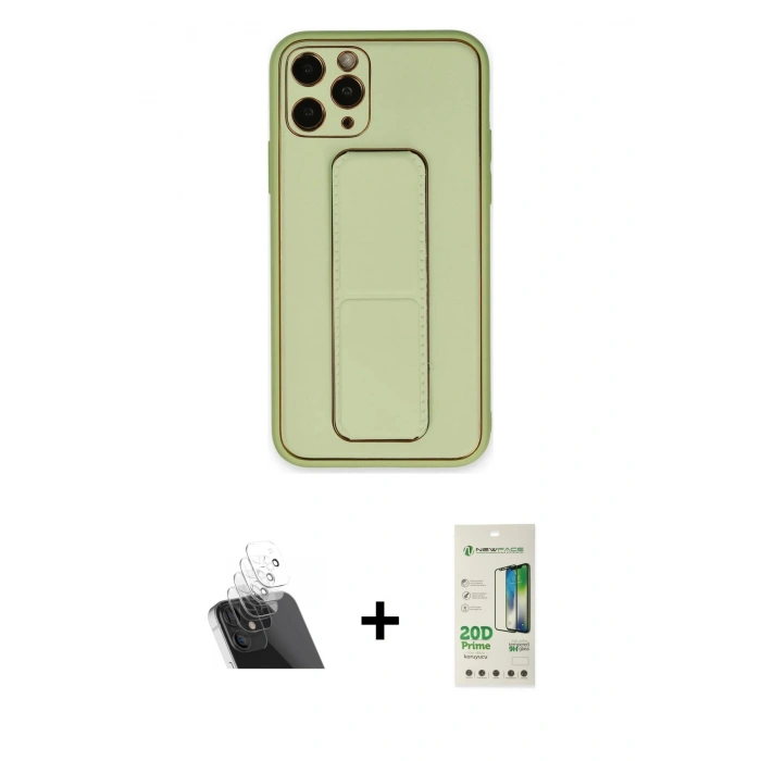 MARSİLYAN™- iPhone 11 Pro Max Kılıf Akış Doku - Siyah 20D Premium Cam Ekran Koruyucu + Kamera Lens Koruma Cam - SF