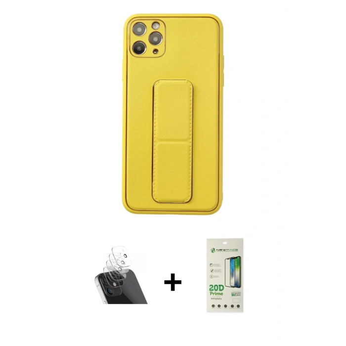 MARSİLYAN™- iPhone 11 Pro Max Kılıf Akış Doku - Siyah 20D Premium Cam Ekran Koruyucu + Kamera Lens Koruma Cam - SF