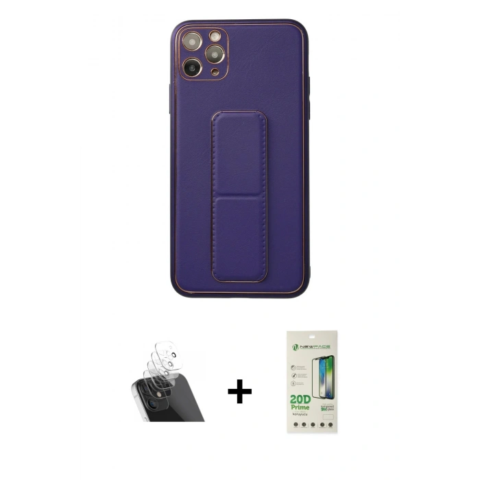 MARSİLYAN™- iPhone 11 Pro Max Kılıf Akış Doku - Siyah 20D Premium Cam Ekran Koruyucu + Kamera Lens Koruma Cam - SF