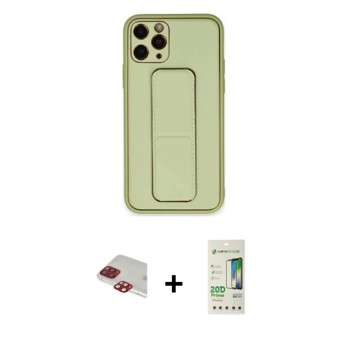 MARSİLYAN™- iPhone 11 Pro Max Kılıf Akış Doku - Siyah 20D Premium Cam Ekran Koruyucu + Pers Alüminyum Kamera Lens - KI