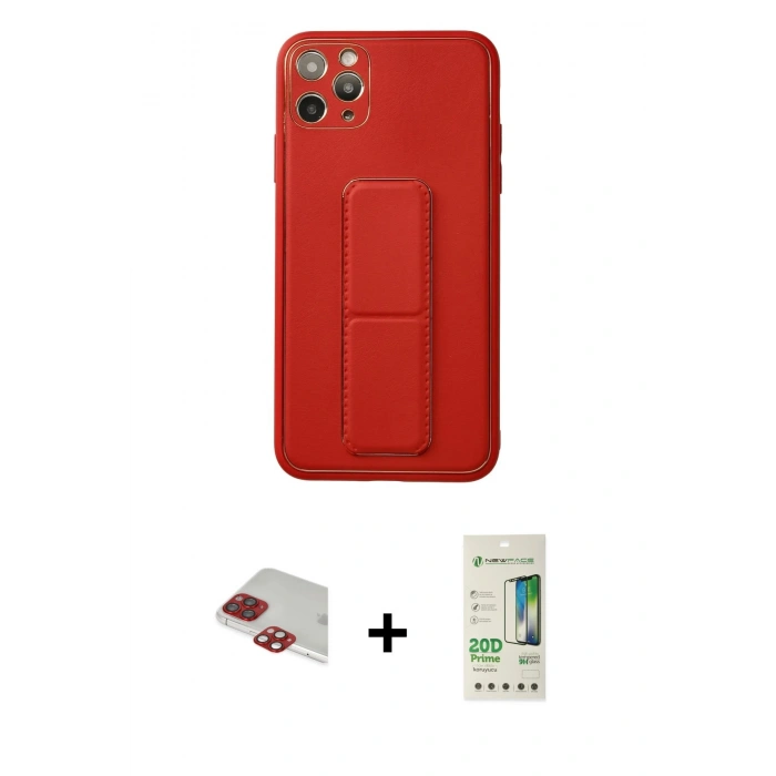 MARSİLYAN™- iPhone 11 Pro Max Kılıf Akış Doku - Siyah 20D Premium Cam Ekran Koruyucu + Pers Alüminyum Kamera Lens - KI