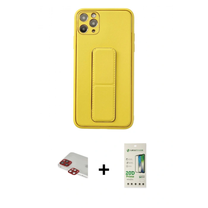 MARSİLYAN™- iPhone 11 Pro Max Kılıf Akış Doku - Siyah 20D Premium Cam Ekran Koruyucu + Pers Alüminyum Kamera Lens - KI