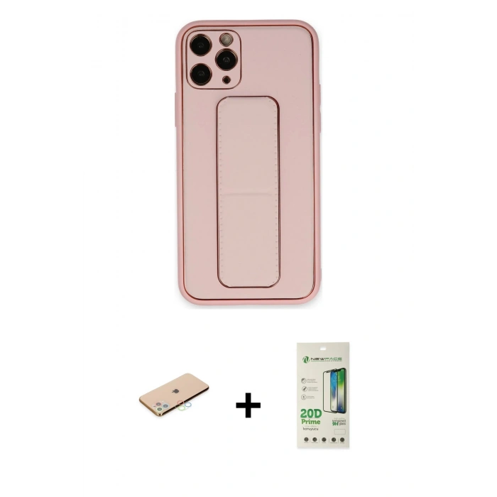 MARSİLYAN™- iPhone 11 Pro Max Kılıf Akış Doku - Siyah 20D Premium Cam Ekran Koruyucu + Renkli Kamera Lens Koruma Cam - MI