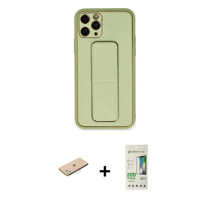 MARSİLYAN™- iPhone 11 Pro Max Kılıf Akış Doku - Siyah 20D Premium Cam Ekran Koruyucu + Renkli Kamera Lens Koruma Cam - MI