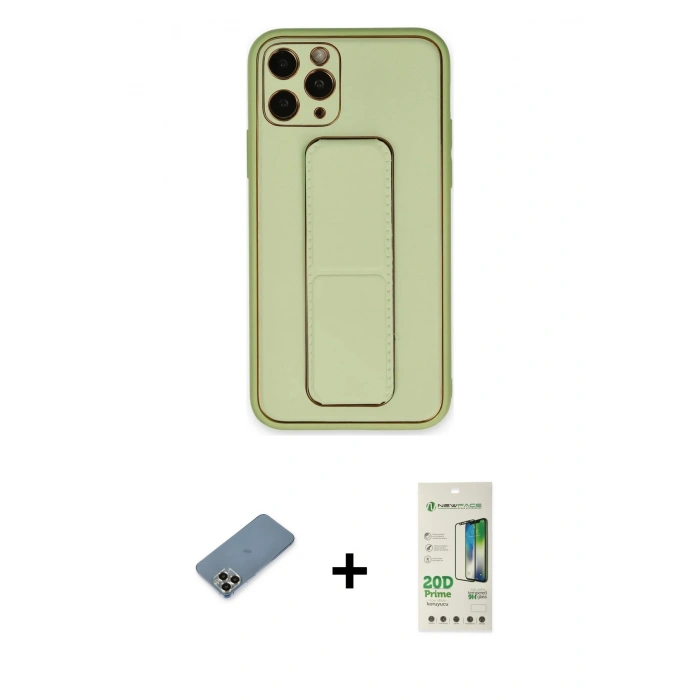 MARSİLYAN™- iPhone 11 Pro Max Kılıf Akış Doku - Siyah 20D Premium Cam Ekran Koruyucu + Metal Kamera Lens Koruma Cam - GD