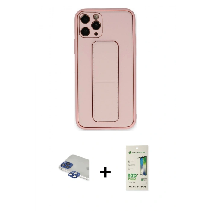 MARSİLYAN™- iPhone 11 Pro Max Kılıf Akış Doku - Siyah 20D Premium Cam Ekran Koruyucu + Pers Alüminyum Kamera Lens - LT