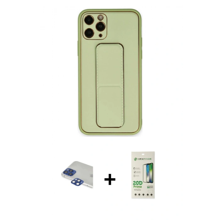 MARSİLYAN™- iPhone 11 Pro Max Kılıf Akış Doku - Siyah 20D Premium Cam Ekran Koruyucu + Pers Alüminyum Kamera Lens - LT