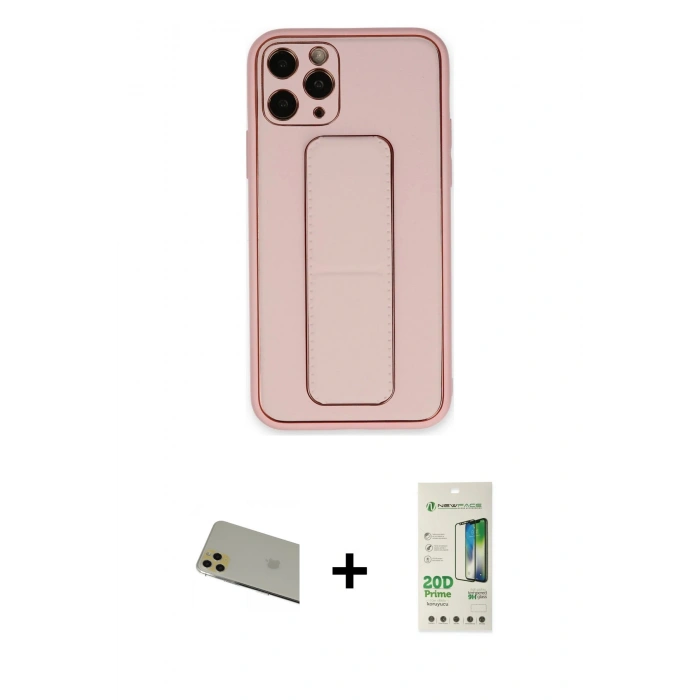MARSİLYAN™- iPhone 11 Pro Max Kılıf Akış Doku - Siyah 20D Premium Cam Ekran Koruyucu + Rainbow Kamera Lens Koruma Cam - GD