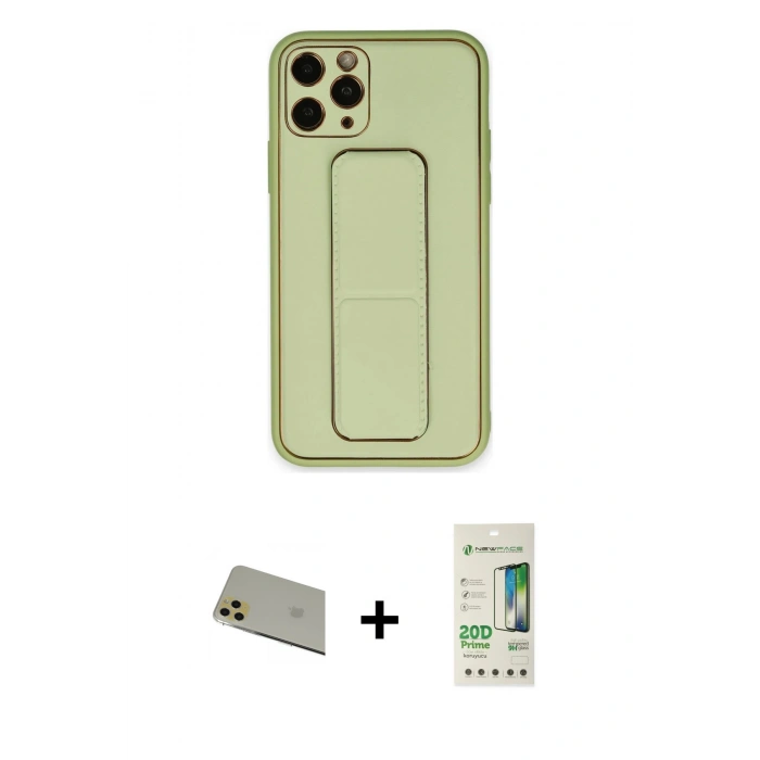 MARSİLYAN™- iPhone 11 Pro Max Kılıf Akış Doku - Siyah 20D Premium Cam Ekran Koruyucu + Rainbow Kamera Lens Koruma Cam - GD