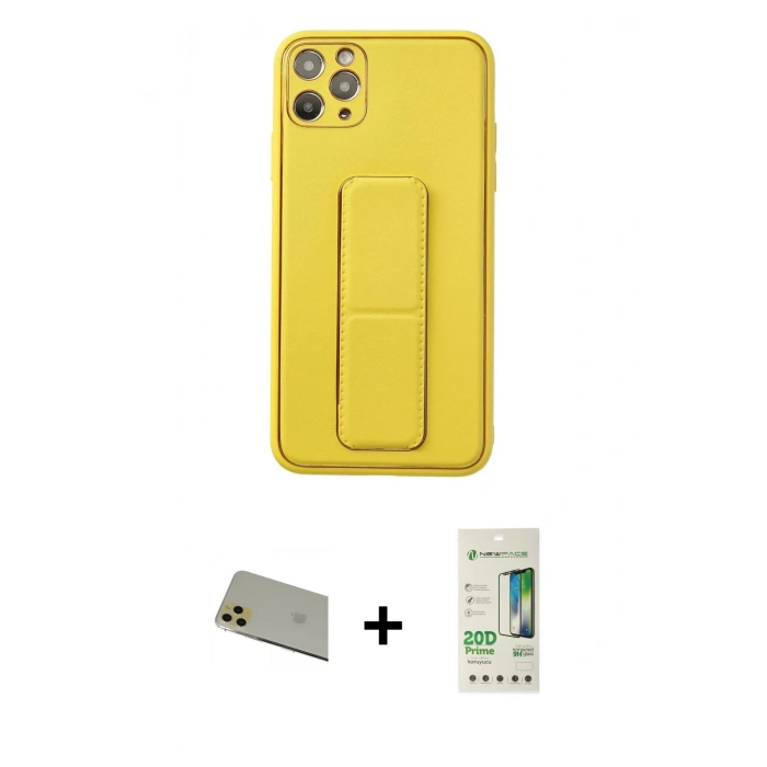 MARSİLYAN™- iPhone 11 Pro Max Kılıf Akış Doku - Siyah 20D Premium Cam Ekran Koruyucu + Rainbow Kamera Lens Koruma Cam - GD