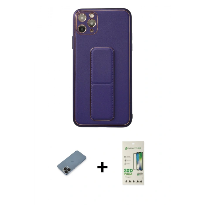 MARSİLYAN™- iPhone 11 Pro Max Kılıf Akış Doku - Siyah 20D Premium Cam Ekran Koruyucu + Metal Kamera Lens Koruma Cam - SH