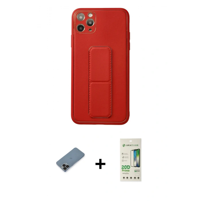 MARSİLYAN™- iPhone 11 Pro Max Kılıf Akış Doku - Siyah 20D Premium Cam Ekran Koruyucu + Metal Kamera Lens Koruma Cam - SH