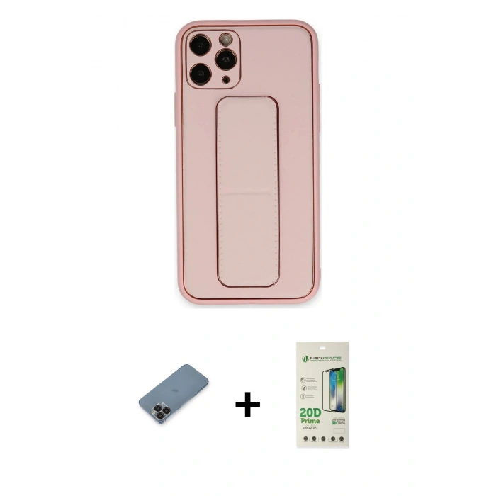 MARSİLYAN™- iPhone 11 Pro Max Kılıf Akış Doku - Siyah 20D Premium Cam Ekran Koruyucu + Metal Kamera Lens Koruma Cam - SH