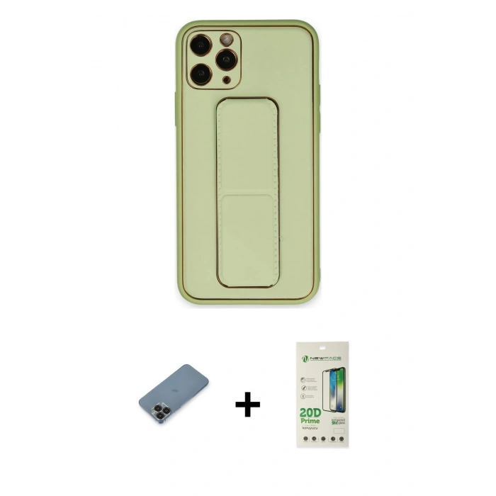 MARSİLYAN™- iPhone 11 Pro Max Kılıf Akış Doku - Siyah 20D Premium Cam Ekran Koruyucu + Metal Kamera Lens Koruma Cam - SH
