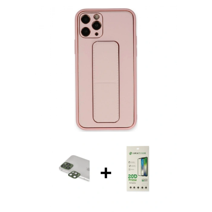 MARSİLYAN™- iPhone 11 Pro Max Kılıf Akış Doku - Siyah 20D Premium Cam Ekran Koruyucu + Yeşil Pers Alüminyum Kamera Lens