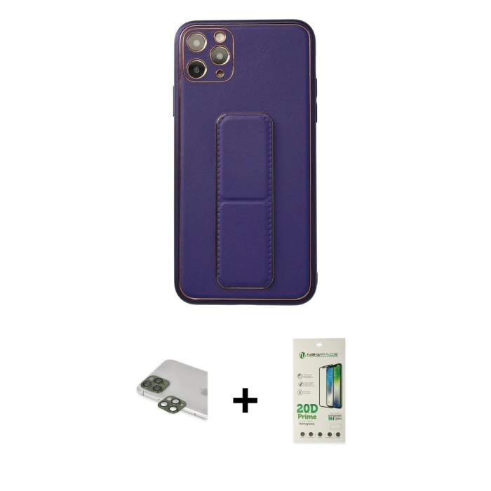 MARSİLYAN™- iPhone 11 Pro Max Kılıf Akış Doku - Siyah 20D Premium Cam Ekran Koruyucu + Yeşil Pers Alüminyum Kamera Lens