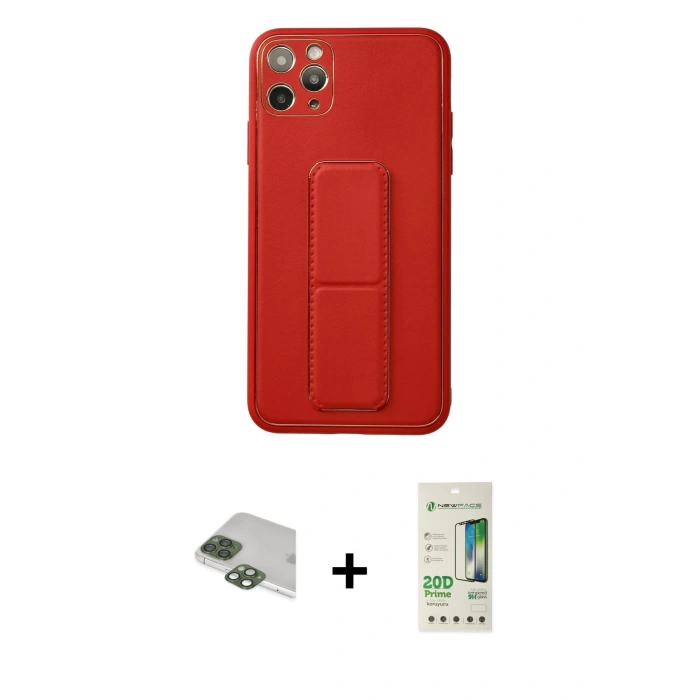 MARSİLYAN™- iPhone 11 Pro Max Kılıf Akış Doku - Siyah 20D Premium Cam Ekran Koruyucu + Yeşil Pers Alüminyum Kamera Lens
