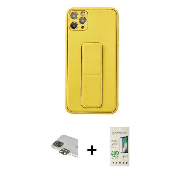 MARSİLYAN™- iPhone 11 Pro Max Kılıf Akış Doku - Siyah 20D Premium Cam Ekran Koruyucu + Yeşil Pers Alüminyum Kamera Lens