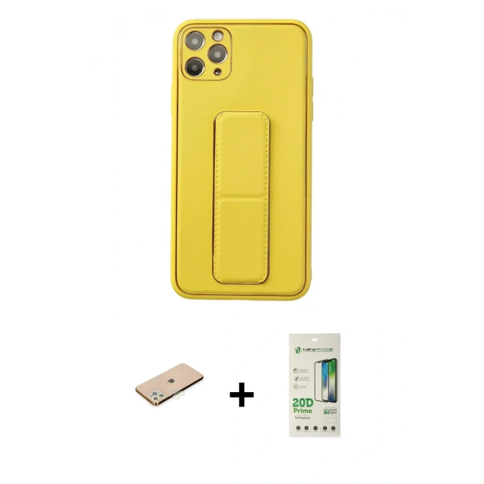 MARSİLYAN™- iPhone 11 Pro Max Kılıf Akış Doku - Siyah 20D Premium Cam Ekran Koruyucu + Renkli Kamera Lens Koruma Cam - YL