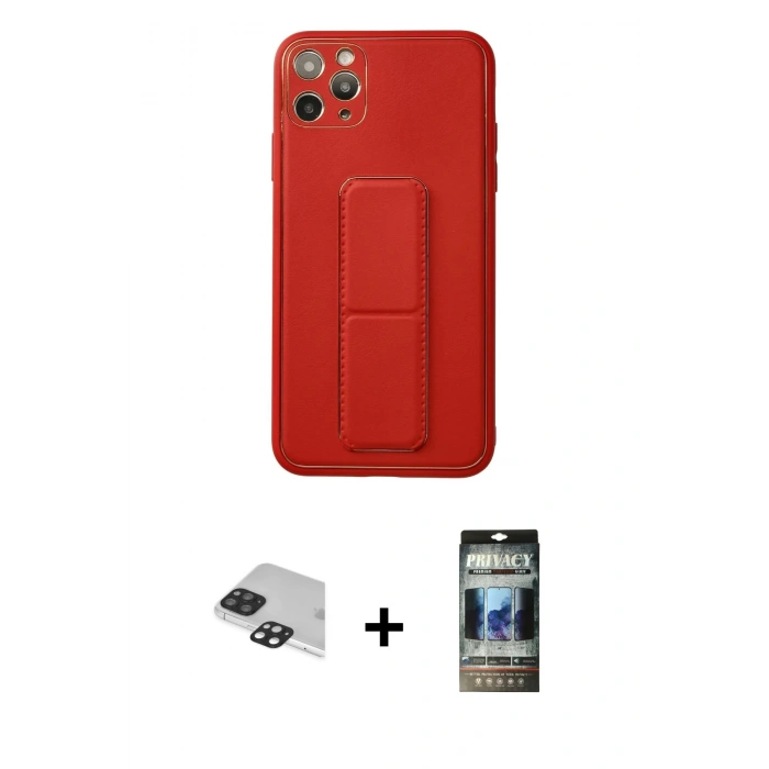 MARSİLYAN™- iPhone 11 Pro Max Kılıf Akış Doku - Siyah 34D Hayalet Izgaralı Cam + Pers Alüminyum Kamera Lens - SH
