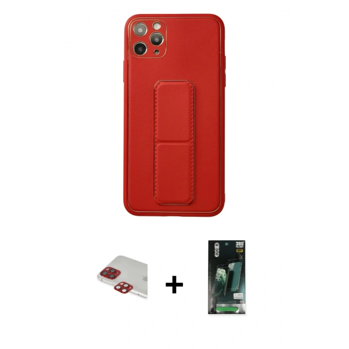 MARSİLYAN™- iPhone 11 Pro Max Kılıf Akış Doku - Siyah 360 Mat Full Body Arka Koruyucu + Pers Alüminyum Kamera Lens - KI