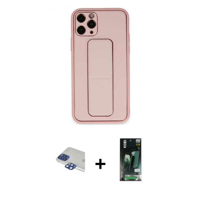 MARSİLYAN™- iPhone 11 Pro Max Kılıf Akış Doku - Siyah 360 Mat Full Body Arka Koruyucu + Pers Alüminyum Kamera Lens - LT