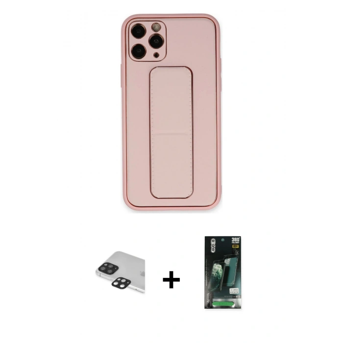 MARSİLYAN™- iPhone 11 Pro Max Kılıf Akış Doku - Siyah 360 Mat Full Body Arka Koruyucu + Pers Alüminyum Kamera Lens - SH