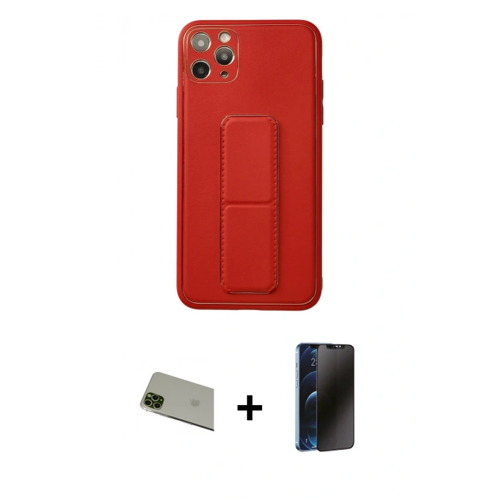 MARSİLYAN™- iPhone 11 Pro Max Kılıf Akış Doku - Siyah 3D Antistatik Hayalet Cam Ekran Koruyucu + Rainbow Kamera Lens Koruma Cam - YL
