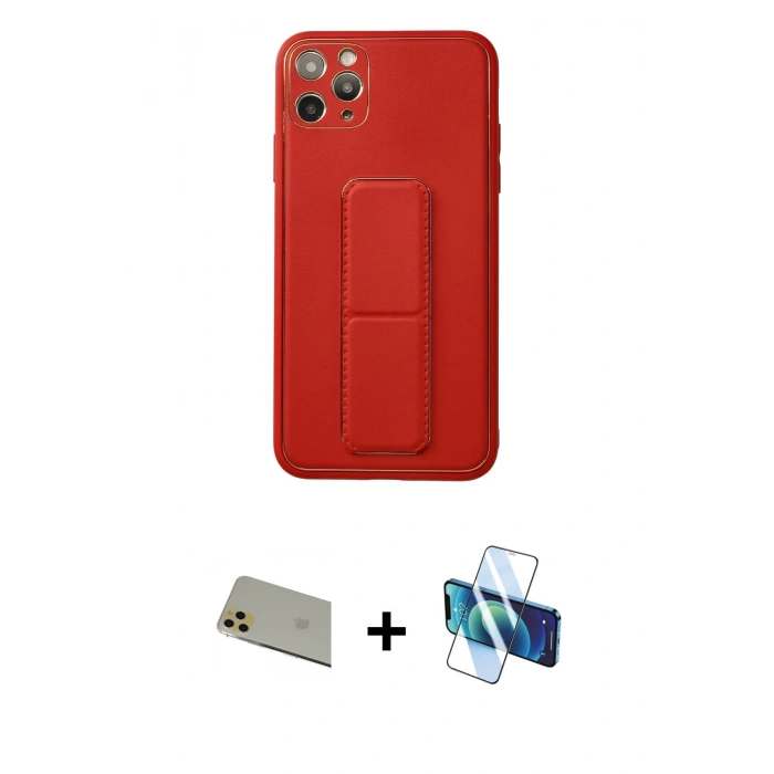 MARSİLYAN™- iPhone 11 Pro Max Kılıf Akış Doku - Siyah 3D Antistatik Seramik Nano Ekran Koruyucu + Gold Rainbow Kamera Lens Koruma Cam
