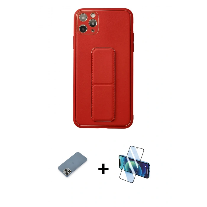MARSİLYAN™- iPhone 11 Pro Max Kılıf Akış Doku - Siyah 3D Antistatik Seramik Nano Ekran Koruyucu + Metal Kamera Lens Koruma Cam - GD