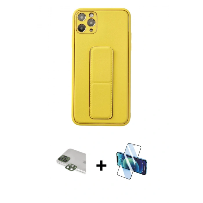 MARSİLYAN™- iPhone 11 Pro Max Kılıf Akış Doku - Siyah 3D Antistatik Seramik Nano Ekran Koruyucu + Pers Alüminyum Kamera Lens - YL
