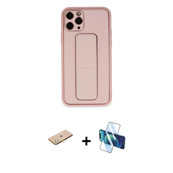 MARSİLYAN™- iPhone 11 Pro Max Kılıf Akış Doku - Siyah 3D Antistatik Seramik Nano Ekran Koruyucu + Renkli Kamera Lens Koruma Cam - SI