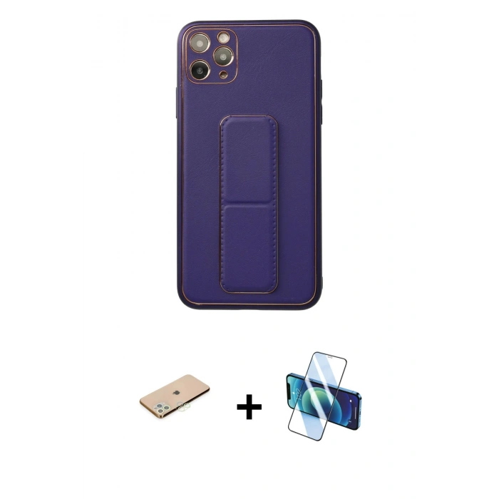 MARSİLYAN™- iPhone 11 Pro Max Kılıf Akış Doku - Siyah 3D Antistatik Seramik Nano Ekran Koruyucu + Renkli Kamera Lens Koruma Cam - YL