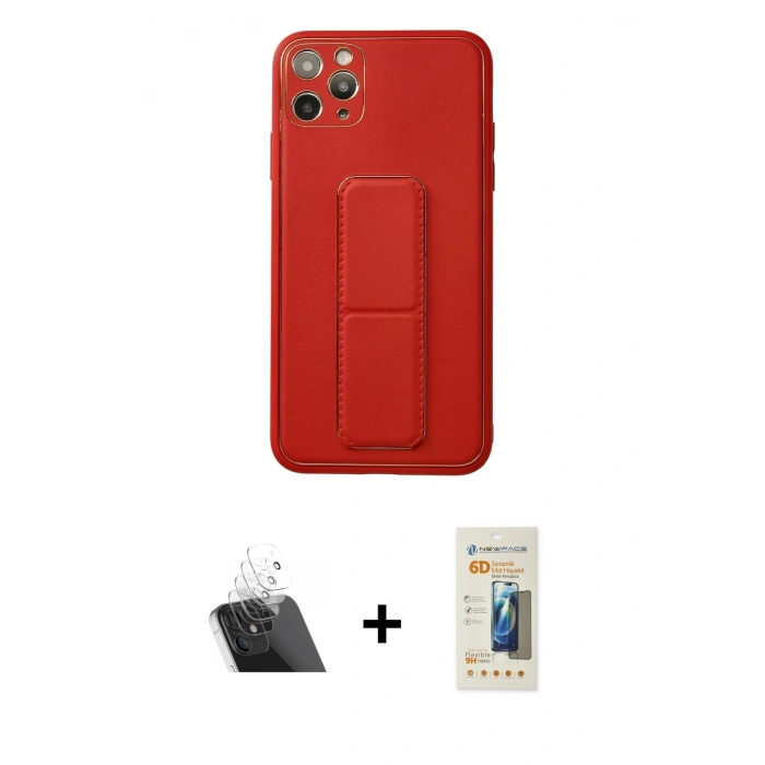 MARSİLYAN™- iPhone 11 Pro Max Kılıf Akış Doku - Siyah 6D Mat Seramik Hayalet Nano Ekran Koruyucu + Kamera Lens Koruma Cam - SF