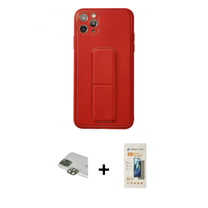 MARSİLYAN™- iPhone 11 Pro Max Kılıf Akış Doku - Siyah 6D Mat Seramik Hayalet Nano Ekran Koruyucu + Pers Alüminyum Kamera Lens - YL