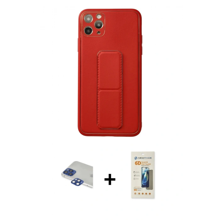 MARSİLYAN™- iPhone 11 Pro Max Kılıf Akış Doku - Siyah 6D Mat Seramik Hayalet Nano Ekran Koruyucu + Pers Alüminyum Kamera Lens - LT