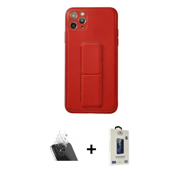 MARSİLYAN™- iPhone 11 Pro Max Kılıf Akış Doku - Siyah Bilvis Hayalet Cam Ekran Koruyucu + Kamera Lens Koruma Cam - SF