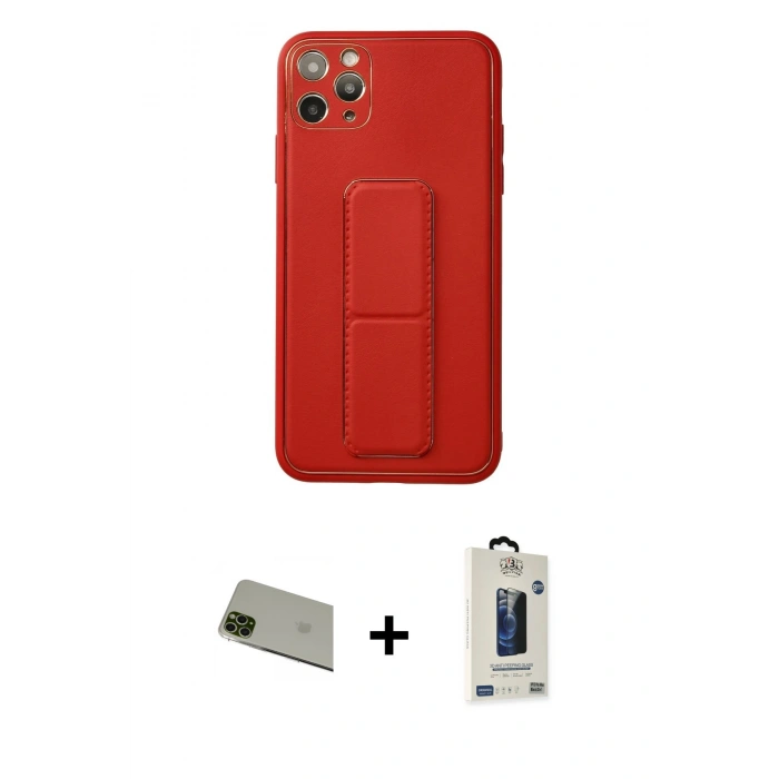MARSİLYAN™- iPhone 11 Pro Max Kılıf Akış Doku - Siyah Bilvis Hayalet Cam Ekran Koruyucu + Rainbow Kamera Lens Koruma Cam - YL