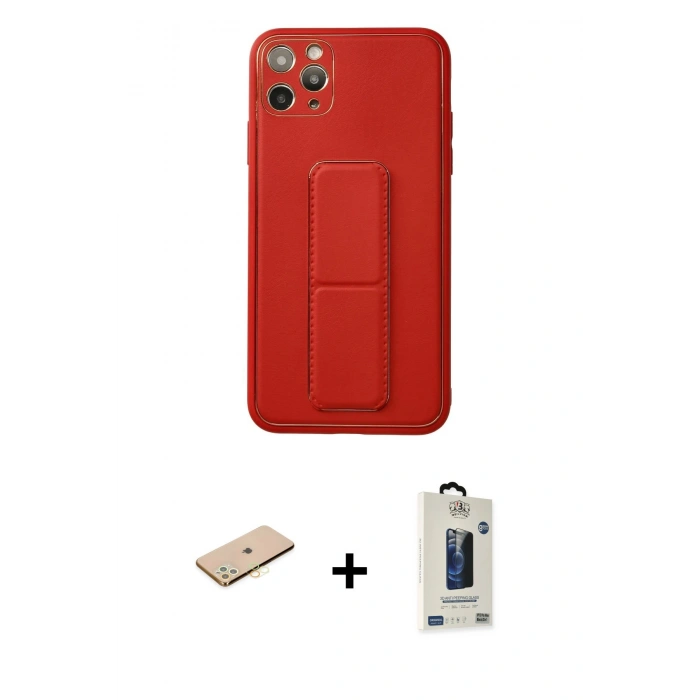 MARSİLYAN™- iPhone 11 Pro Max Kılıf Akış Doku - Siyah Bilvis Hayalet Cam Ekran Koruyucu + Renkli Kamera Lens Koruma Cam - SI