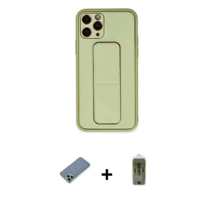 MARSİLYAN™- iPhone 11 Pro Max Kılıf Akış Doku - Siyah Joko Magic 5D Hayalet Cam + Metal Kamera Lens Koruma Cam - AKYL