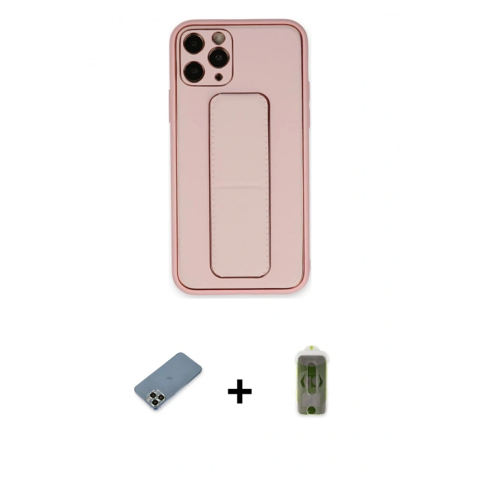 MARSİLYAN™- iPhone 11 Pro Max Kılıf Akış Doku - Siyah Joko Magic 5D Hayalet Cam + Metal Kamera Lens Koruma Cam - AKYL