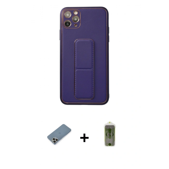MARSİLYAN™- iPhone 11 Pro Max Kılıf Akış Doku - Siyah Joko Magic 5D Hayalet Cam + Metal Kamera Lens Koruma Cam - GD