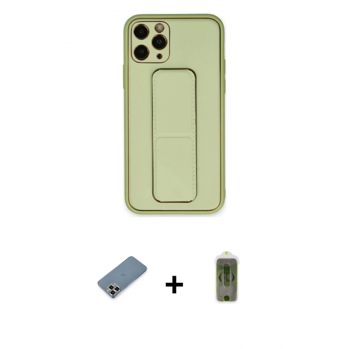 MARSİLYAN™- iPhone 11 Pro Max Kılıf Akış Doku - Siyah Joko Magic 5D Hayalet Cam + Metal Kamera Lens Koruma Cam - GD