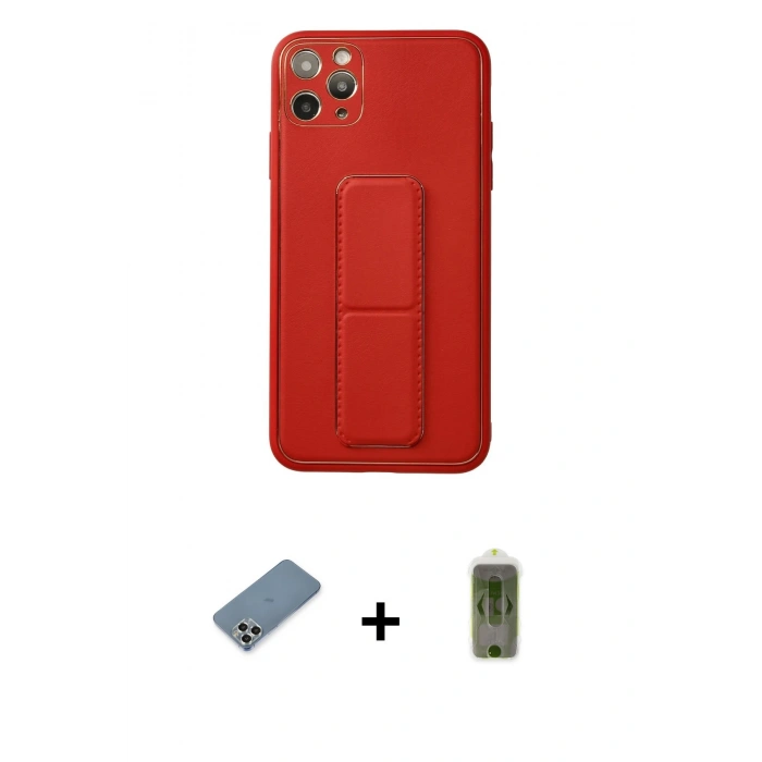 MARSİLYAN™- iPhone 11 Pro Max Kılıf Akış Doku - Siyah Joko Magic 5D Hayalet Cam + Metal Kamera Lens Koruma Cam - GS