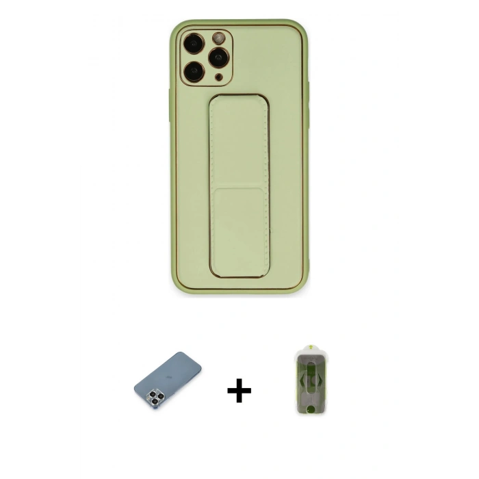 MARSİLYAN™- iPhone 11 Pro Max Kılıf Akış Doku - Siyah Joko Magic 5D Hayalet Cam + Metal Kamera Lens Koruma Cam - GS