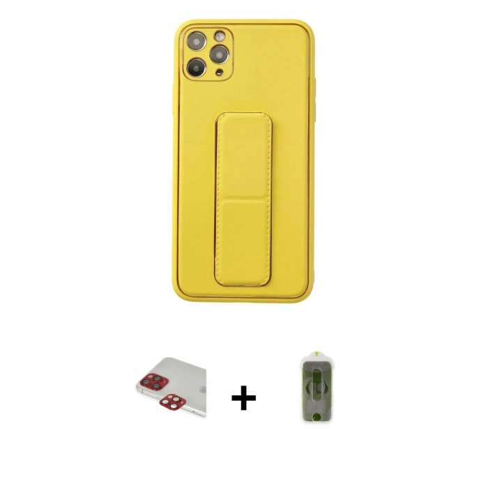 MARSİLYAN™- iPhone 11 Pro Max Kılıf Akış Doku - Siyah Joko Magic 5D Hayalet Cam + Pers Alüminyum Kamera Lens - KI