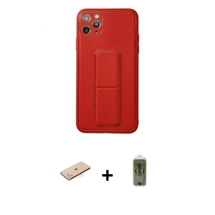 MARSİLYAN™- iPhone 11 Pro Max Kılıf Akış Doku - Siyah Joko Magic 5D Hayalet Cam + Mavi Renkli Kamera Lens Koruma Cam