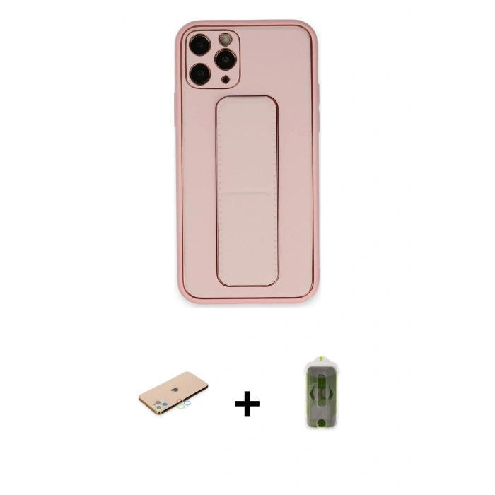 MARSİLYAN™- iPhone 11 Pro Max Kılıf Akış Doku - Siyah Joko Magic 5D Hayalet Cam + Mavi Renkli Kamera Lens Koruma Cam
